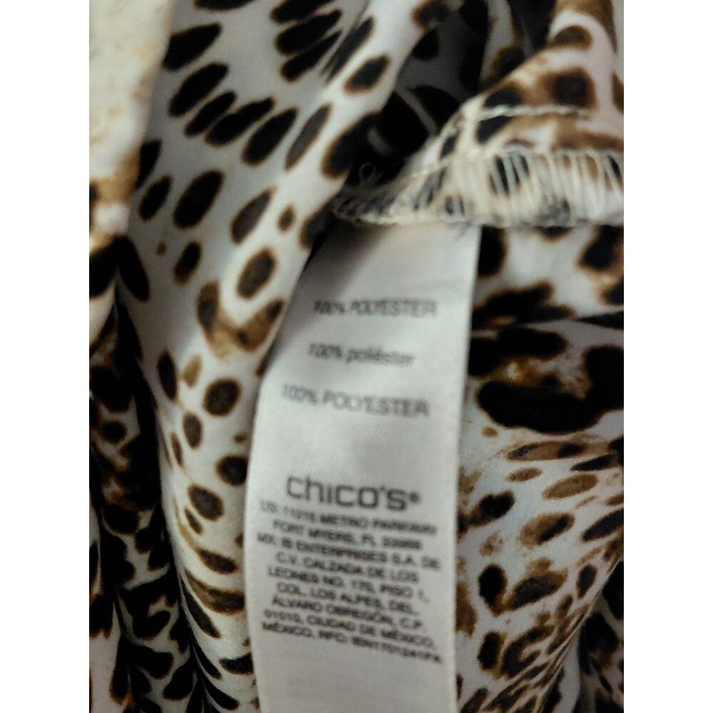 Chicos Women’s Leopard Print Button Down Shirt Tunic Animal Print Size 3(XL) - Picture 7 of 11